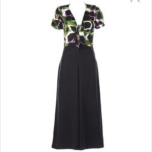 Save the queen tie front wide leg jumpsuit